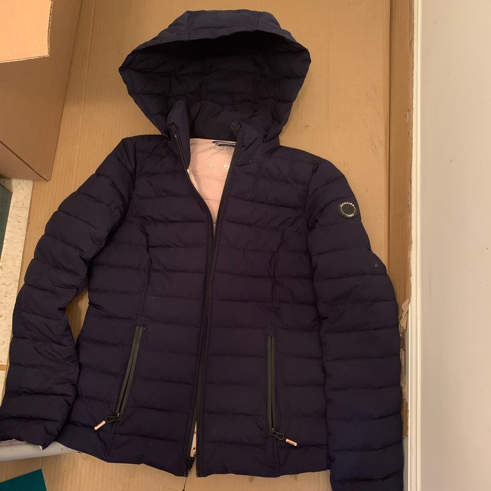 Nautical Women hooded stretch packable puffer